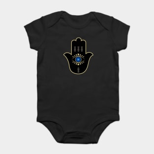 Blue Evil Eye Matiasma Talisman Hamsa Hand Baby Bodysuit